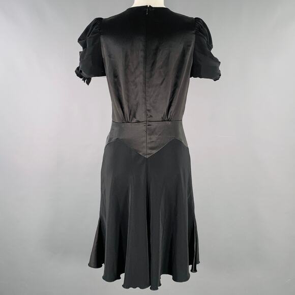 ANNA SUI Size 6 Black Polyester Mixed Fabrics Short Sleeve Cocktail Dress - Picture 4 of 10